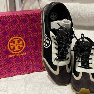 Tory Burch Black and Cream Sneakers